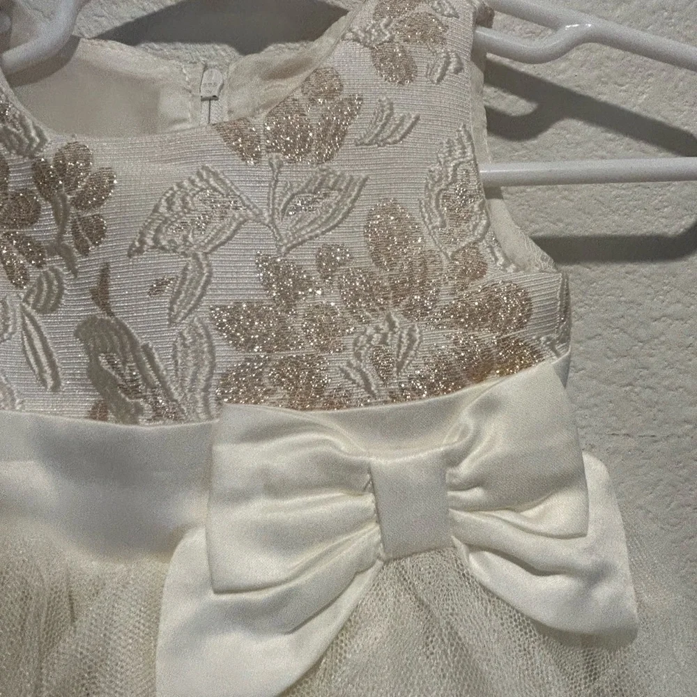 Adorable Cream and Gold Floral Easter Dress